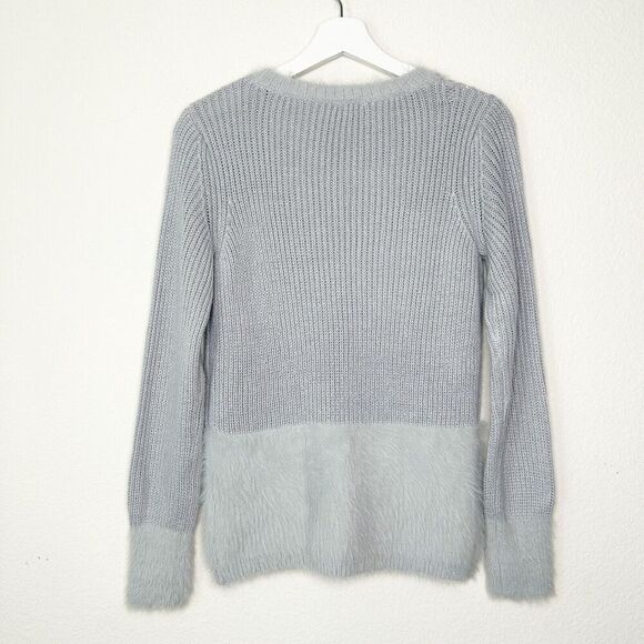 Hem & Thread Gray Faux Fur Hem , Cuff and Collar Sweater S - Picture 6 of 9